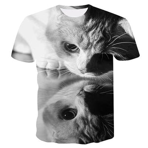 off white cat Print t shirt Women tshirt